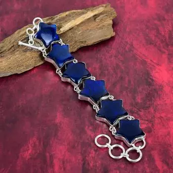Удивительные ювелирные изделия ручной работы из лабрадорита Blue Flash, ювелирные изделия из стерлингового серебра 925 пробы, антикварные ювелирные изделия из браслета с драгоценными камнями для подарка 8 Inches With Adjustable синий