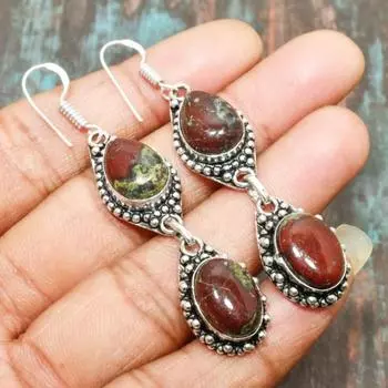 Удивительные ювелирные серьги ручной работы из стерлингового серебра 925 пробы с драгоценным камнем «Кровь дракона» 2.56 Inches красный