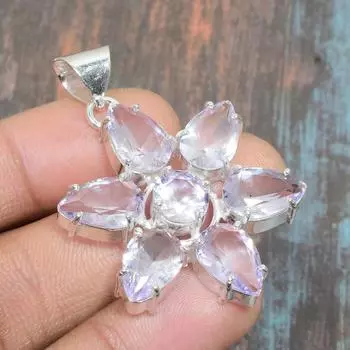 Удивительный аметистовый драгоценный камень ручной работы из твердого серебра 925 пробы 1.77 Inches розовый