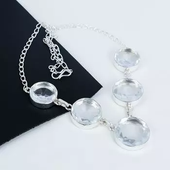 Удивительный белый топаз драгоценный камень колье ручной работы из стерлингового серебра 925 пробы, белое топаз серебряное колье для жены, унисекс колье подарок на день рождения 20 белый