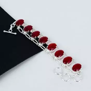 Удивительный браслет из драгоценного камня красного рубина ручной работы из стерлингового серебра 925 пробы, браслет из красного рубина для жены, браслет унисекс, подарки на День благодарения 8 красный