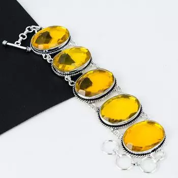 Удивительный браслет из драгоценных камней Honey Topaz, серебряный браслет ручной работы 925 пробы, браслет Honey Topaz для жены, браслет унисекс, праздничные наряды в подарок 8 жёлтый