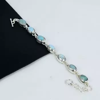 Удивительный браслет из драгоценных камней ларимар ручной работы из серебра 925 пробы, браслет из ларимара для жены, браслет унисекс, праздничный наряд, подарок для женщин 8 синий