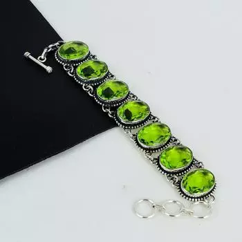 Удивительный браслет из драгоценных камней перидот ручной работы из серебра 925 пробы, браслет с перидотом для жены, браслет унисекс, подарок на вечеринку 8 зелёный