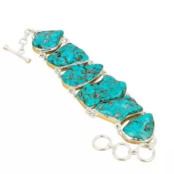 Удивительный браслет из серебра 925 пробы с бирюзовым камнем, браслет из натуральной бирюзы с штампованным драгоценным камнем 925 пробы 7 синий