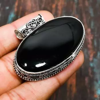 Удивительный черный оникс, ювелирный кулон ручной работы из цельного серебра 925 пробы 1.32 Inches чёрный