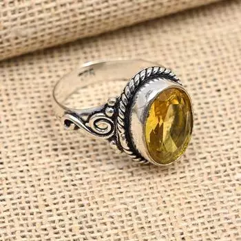 Удивительный цитрин, драгоценный камень, стерлинговое серебро 925 пробы, ювелирное кольцо ручной работы, подарок для матери 4 жёлтый