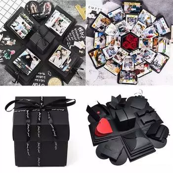 Удивительный DIY Приятный Фотоальбом Подарочная Коробка Хранение Романтический День Сюрприз Валентина Творческие Подарки Парная Коробка Подарочная Коробка Y6C3 чёрный