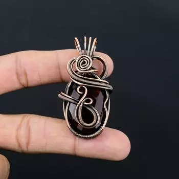 Удивительный драгоценный камень гранат, подвеска ручной работы из чистой медной проволоки, обернутая ювелирными изделиями 2.40 Inches красный