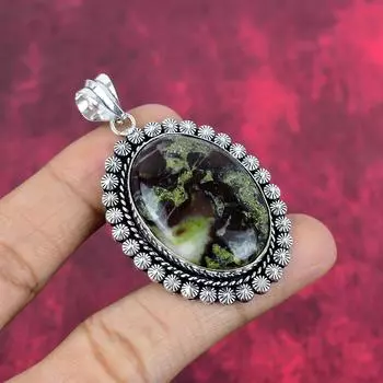 Удивительный драгоценный камень «Кровь дракона» из цельного серебра 925 пробы, ручная работа, великолепный дизайнерский кулон для женщин 2.48 Inches зелёный