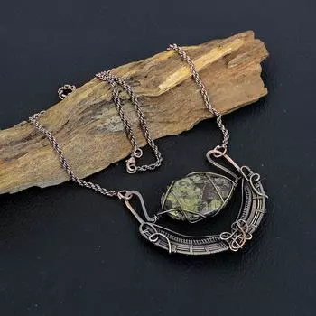 Удивительный драгоценный камень «Кровь дракона», медная проволока, ювелирные изделия, красивое ожерелье ручной работы для любви 18 Inches With Adjustable зелёный