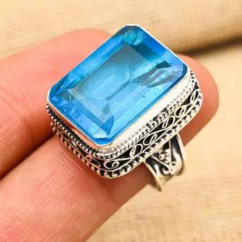 Удивительный голубой топаз драгоценный камень ручной работы из стерлингового серебра 925 пробы ювелирные изделия для подарка 4 синий