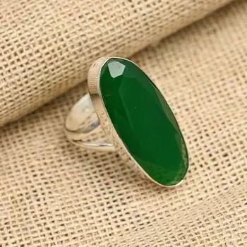 Удивительный граненый зеленый оникс, драгоценный камень, ювелирные изделия ручной работы из стерлингового серебра 925 пробы для женщин 4 зелёный