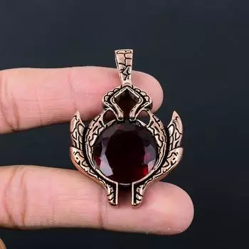 Удивительный красный гранат, драгоценный камень, подвеска ручной работы из чистой медной проволоки, обернутая ювелирными изделиями 2.17 Inches красный