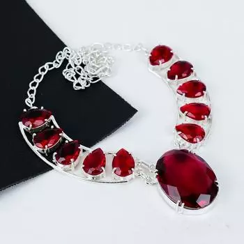 Удивительный красный гранат драгоценный камень ручной работы из стерлингового серебра 925 пробы гальванопластика ожерелье, красный гранат серебро для жены унисекс кулон праздничный наряд подарки 20 красный