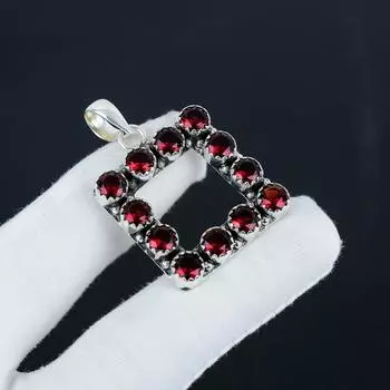 Удивительный кулон из серебра 925 пробы с гранатом, ручной работы, украшение для повседневной носки, уникальный кулон, подарок на годовщину 2.30 красный