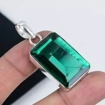 Удивительный кулон с драгоценным камнем индоколит из стерлингового серебра 925 пробы — дизайн ручной работы, повседневные украшения, уникальные подарки с кулоном из индоколита 2.36 зелёный