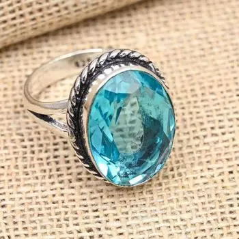 Удивительный лондонский голубой топаз, ювелирные изделия из стерлингового серебра 925 пробы, драгоценный камень ручной работы 4 синий