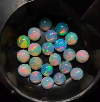 Удивительный Многоцветный Натуральный Эфиопский Опал Круглой Формы Кабошон Драгоценный Камень Лот 4 MM Round 5-10 Pcs