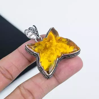 Удивительный серебряный кулон с балтийским янтарем из стерлингового серебра 925 пробы - дизайн бабочки ручной работы, повседневная бижутерия, подарок на вату 2 оранжевый