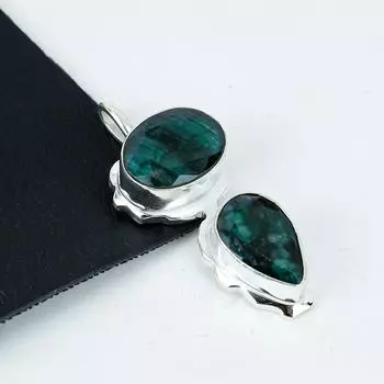 Удивительный серебряный кулон с изумрудным драгоценным камнем из стерлингового серебра 925 пробы — дизайн ручной работы, повседневное украшение, уникальный кулон в подарок на вечеринку 2.75 зелёный