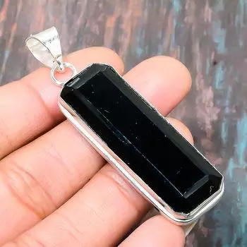 Удивительный ювелирный кулон ручной работы из стерлингового серебра 925 пробы с черной шпинелью 2.48 inches чёрный