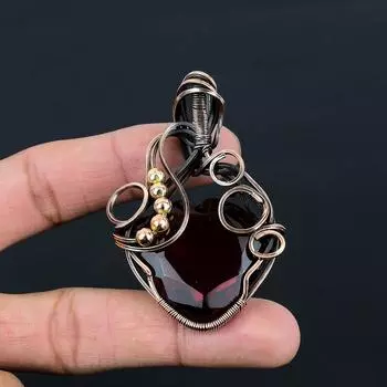 Удивительный ювелирный кулон ручной работы из чистой медной проволоки с гранатом и драгоценным камнем 2.56Inches красный