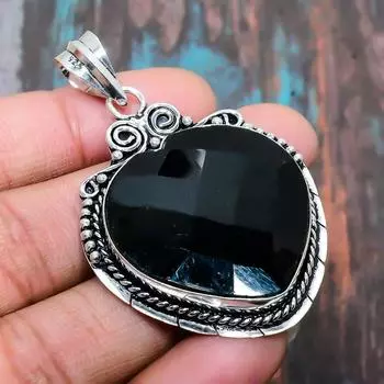 Удивительный ювелирный кулон ручной работы из стерлингового серебра 925 пробы с черной шпинелью 1.97 inches чёрный