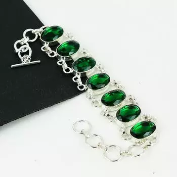Удивительный зеленый турмалиновый драгоценный камень браслет ручной работы из стерлингового серебра 925 пробы, зеленый турмалиновый браслет для жены, браслет унисекс, пасхальный подарок 8 зелёный