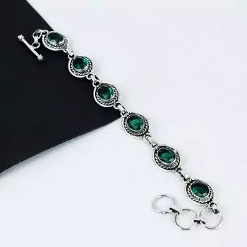 Удивительный зеленый турмалиновый драгоценный камень браслет ручной работы из стерлингового серебра 925 пробы, зеленый турмалиновый браслет для жены, браслет унисекс, подарок на день рождения 8 зелёный