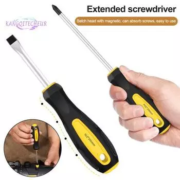 Удлиненная отвертка, эргономичная ручка, высокая твердость, многофункциональная, плоская головка с крестообразным шлицем, магнитная отвертка B