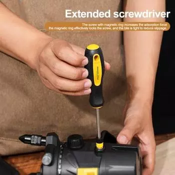 Удлиненная отвертка с эргономичной ручкой, многофункциональная магнитная отвертка с крестообразным шлицем и плоской головкой высокой твердости B