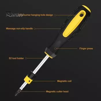 Удлиненная отвертка с эргономичной ручкой, многофункциональная магнитная отвертка с крестообразным шлицем и плоской головкой высокой твердости B