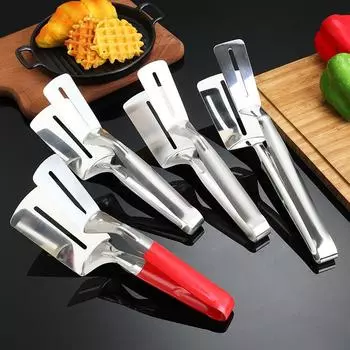 Удлиненная толстая лопатка для жарки из нержавеющей стали 304, многофункциональная лопатка для жарки стейков с лопаткой для жарки блинов с гладильной прищепкой для кухни 304 steak tongs 30cm