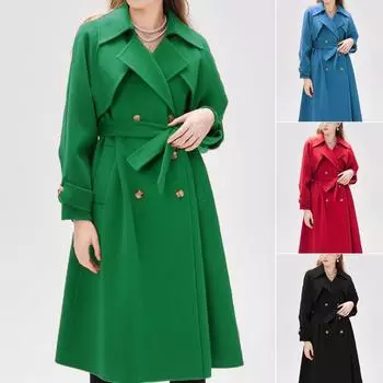 Удлиненная женская куртка со шнуровкой S красный