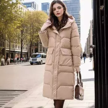 Удлиненное хлопковое пальто длиной до колена, куртка с хлопковой подкладкой, женская куртка средней и длинной длины с хлопковой подкладкой, свободная куртка с хлопковой подкладкой M recommends [below 57.5kg] хаки