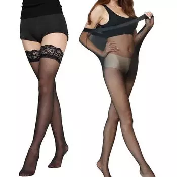 Удлиненные чулки, колготки, высокие женские кружевные чулки для девочек, большие размеры A1-Black