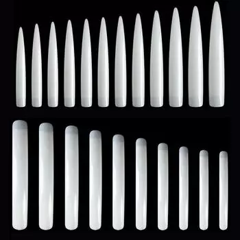 Удлиненные накладные ногти, прозрачные натуральные накладные ногти, шпильки, акриловые ногти балерины, полное покрытие, искусственные ногти