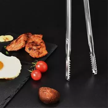 Удлиненные нескользящие щипцы для еды из нержавеющей стали, зажим для мяса, хлеба, гриля, шведского стола, кухонные принадлежности, кухонные принадлежности небесно-голубой