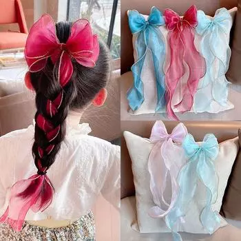 Удлиненные плетеные волосы с бантом на головном уборе, женское сокровище, детская заколка для волос, зажим для края головного убора 10#