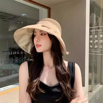 Удлиненные поля солнцезащитной шляпы для женщин, новая летняя виниловая шляпа с защитой от ультрафиолета, модная шляпа от солнца для улицы M56-58cm хаки