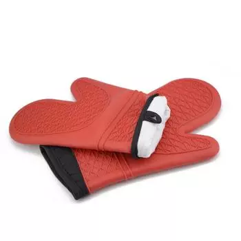 Удлиненные профессиональные силиконовые перчатки для духовки Гибкие перчатки для духовки Утолщенные силиконовые перчатки для изоляции духовки