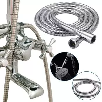 Удлиненный эластичный душевой шланг из нержавеющей стали длиной от 5 до 7 футов, который растягивается в соответствии с вашими потребностями! One Size