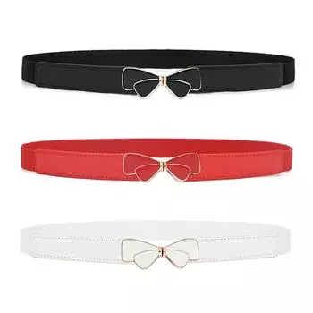 Удлиненный кожаный ремень с бантом, аксессуары для платья, пояс, универсальный, эластичный, тонкий, эластичный чёрный