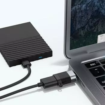 Удлинитель адаптера USB3.0 на тип C для передачи данных и зарядки. Разъем USB-устройств к порту типа C, 30,4 мм. чёрный