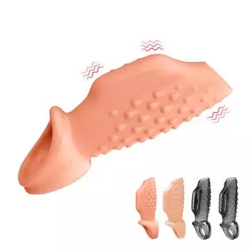 Удлинитель для члена, мягкий, TPE, вибрирующее кольцо для пениса, тройной замок, мужская задержка эякуляции, секс-игрушки для пар Raindrops - Black