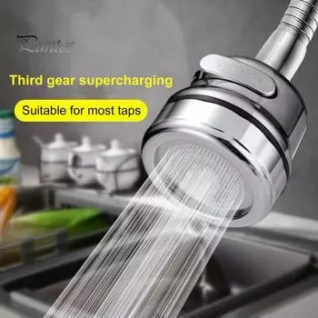 Удлинитель для крана, вращающийся на 360 градусов, поворотный распылитель, 3-скоростной дизайн потока воды, поворотная головка крана, насадка для крана серебряный
