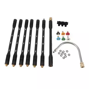 Удлинитель для мойки высокого давления с соединителем 1/4 дюйма, стержень для чистки желобов из нержавеющей стали с черной оболочкой