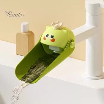 Удлинитель для смесителя для детей и взрослых, силиконовый удлинитель для смесителя для кухни, простая установка, мультяшный аксессуар для ванной комнаты зелёный