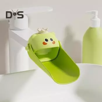 Удлинитель для смесителя для детей и взрослых, силиконовый удлинитель для смесителя для кухни, простая установка, мультяшный аксессуар для ванной комнаты зелёный